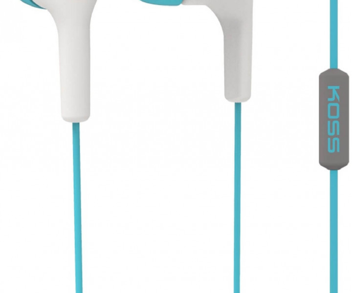 Навушники KOSS KEB15i White / Turquoise, Mini jack (3.5 мм), вакуумні, мікрофон на дроті, кабель 1.2